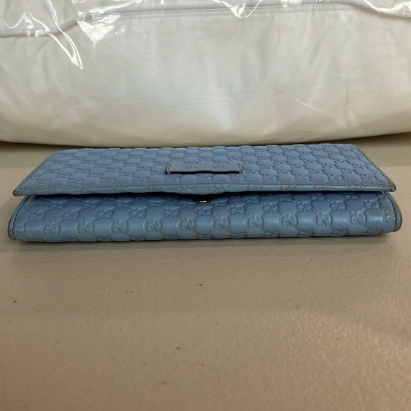 GUCCI MICROGUCCISSIMA CONTINENTAL WALLET MINERAL BLUE GOLD HARDWARE 13 CC SLOTS - Picture 10 of 11
